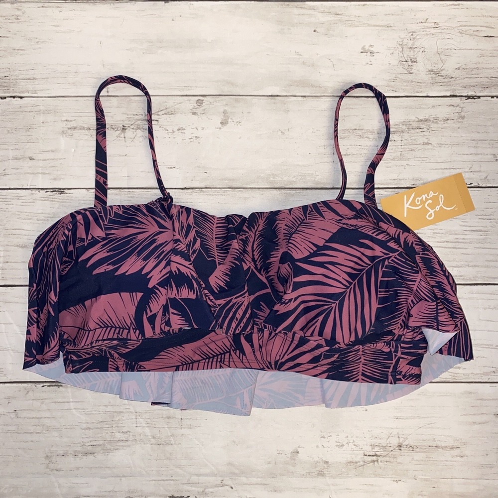 Kona Sol Bikini Top Womens Small Purple Pink Swim Ruffle Lined Target NEW S